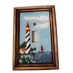 LIGHT HOUSE LIGHT SWITCH COVER CLOUDS Poly-resin Ocean Nautical 3d House Clouds